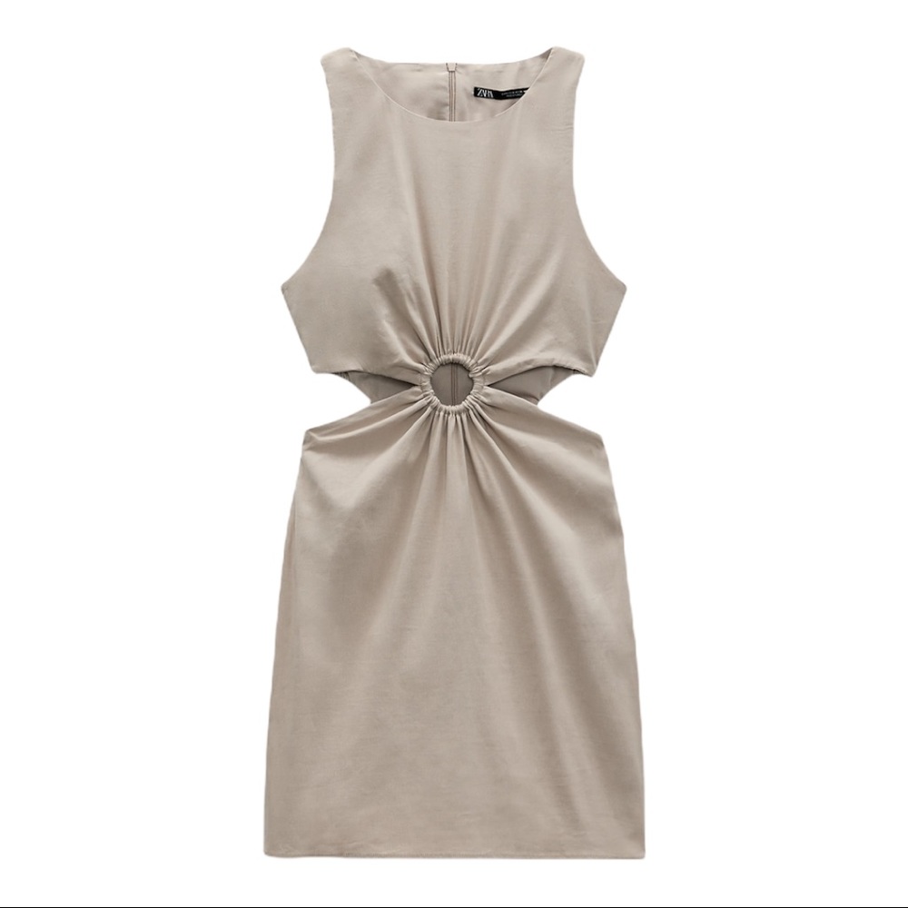Zara Cut Out  Linen Blend Dress